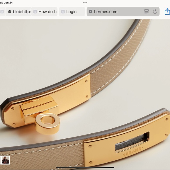 Hermes Cream and Tan Leather Belts with Gold Buckles - Picture 2 of 3